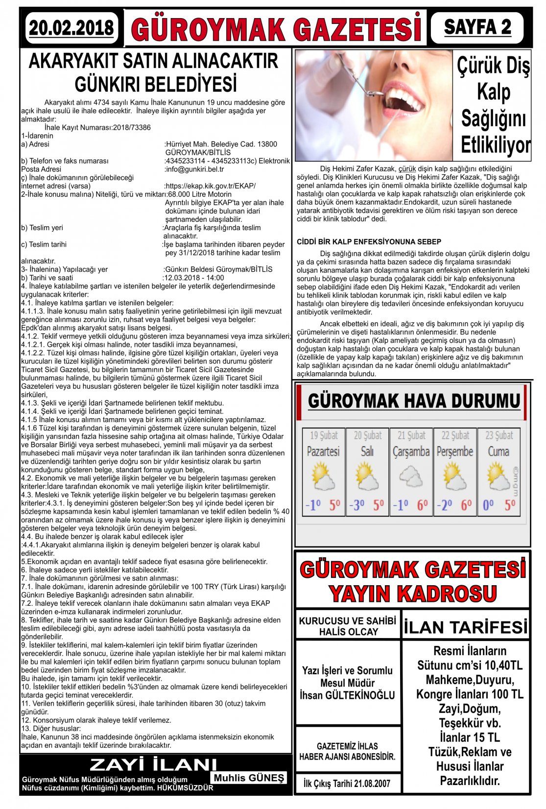 Güroymak Gazetesi 2-1.jpg Sayılı Gazete Küpürü