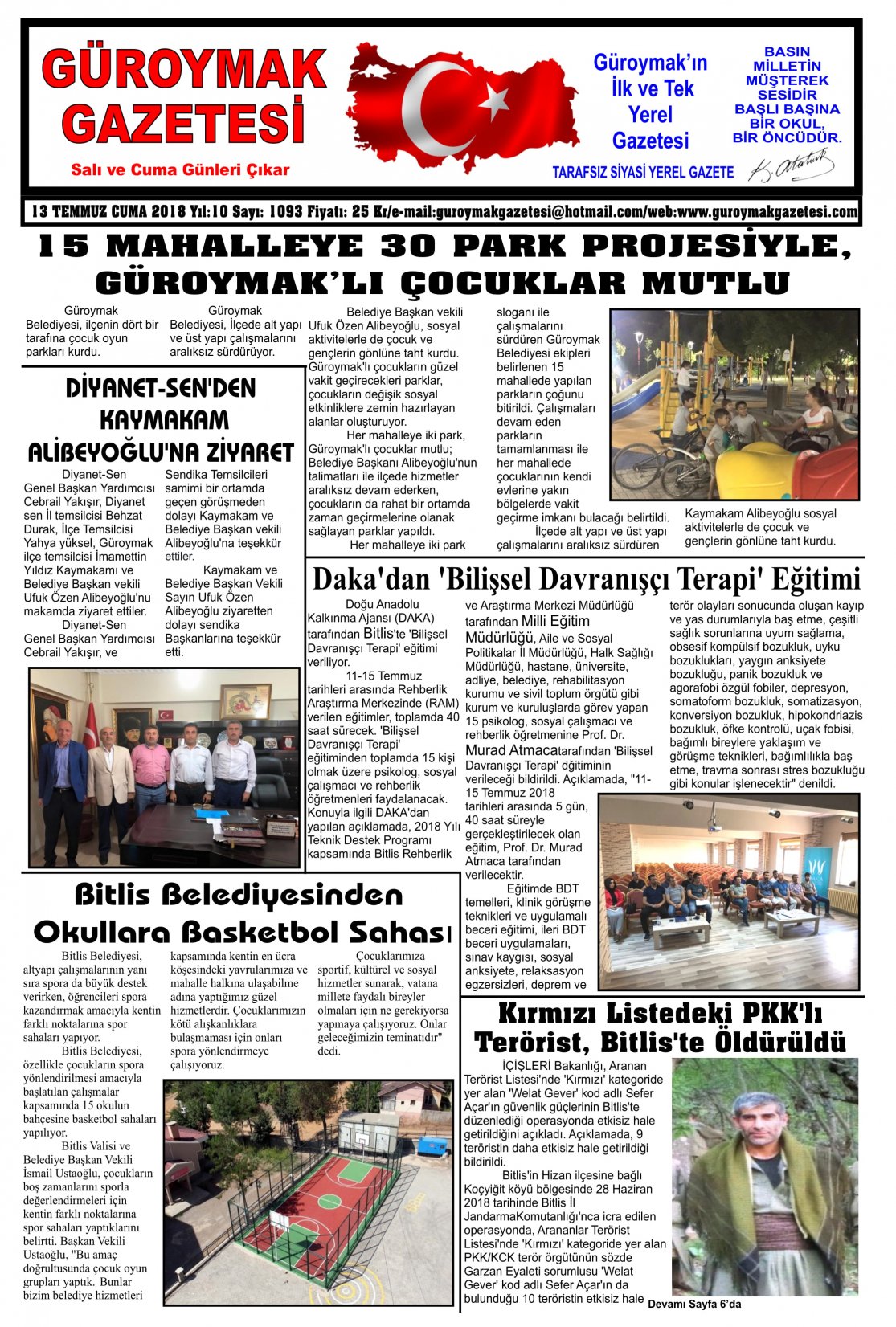 Güroymak Gazetesi 1-01.jpg Sayılı Gazete Küpürü