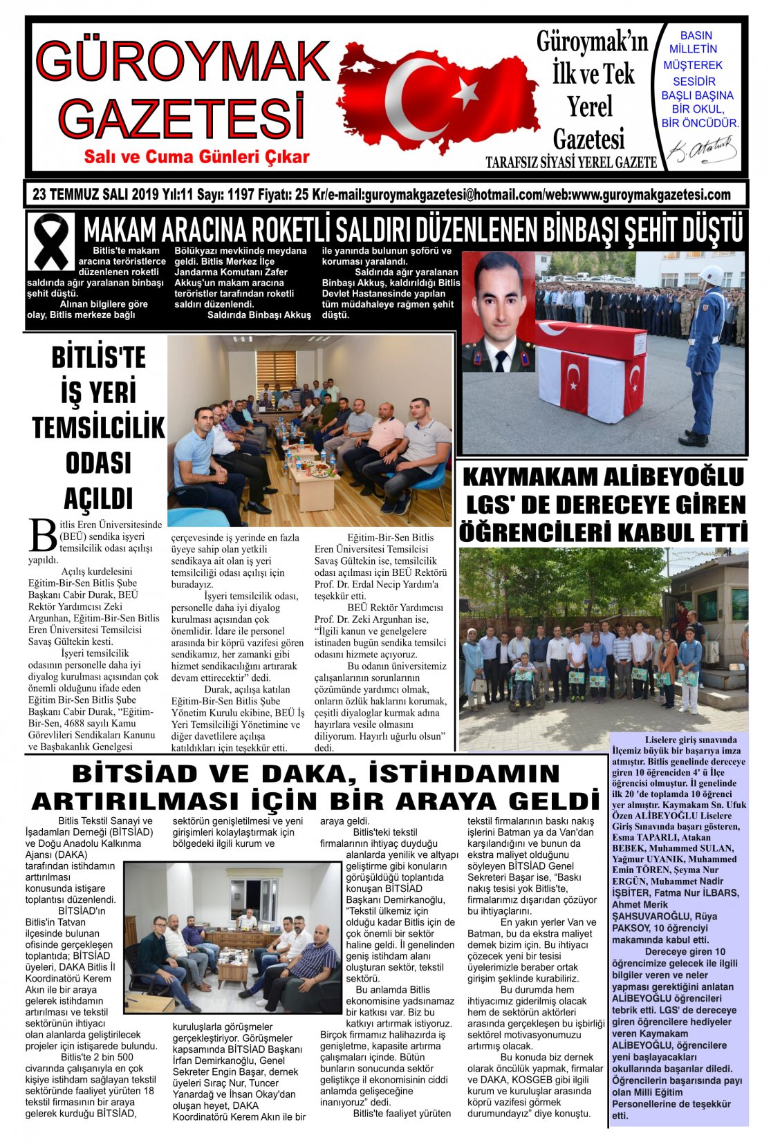Güroymak Gazetesi 1-1.jpg Sayılı Gazete Küpürü