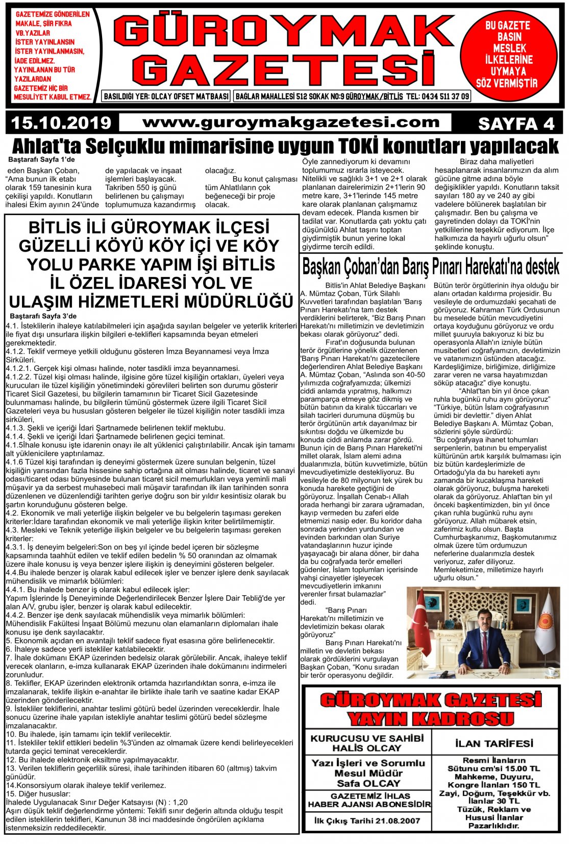 Güroymak Gazetesi 4-1.jpg Sayılı Gazete Küpürü