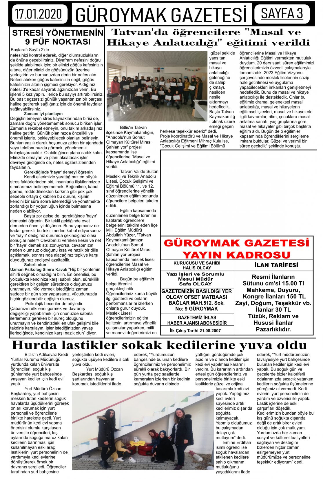 Güroymak Gazetesi 3-1.jpg Sayılı Gazete Küpürü