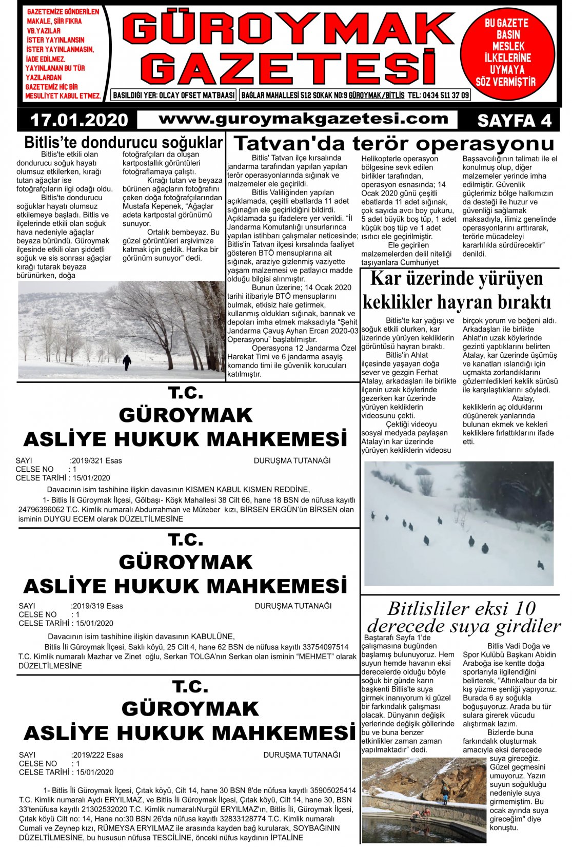 Güroymak Gazetesi 4-1.jpg Sayılı Gazete Küpürü