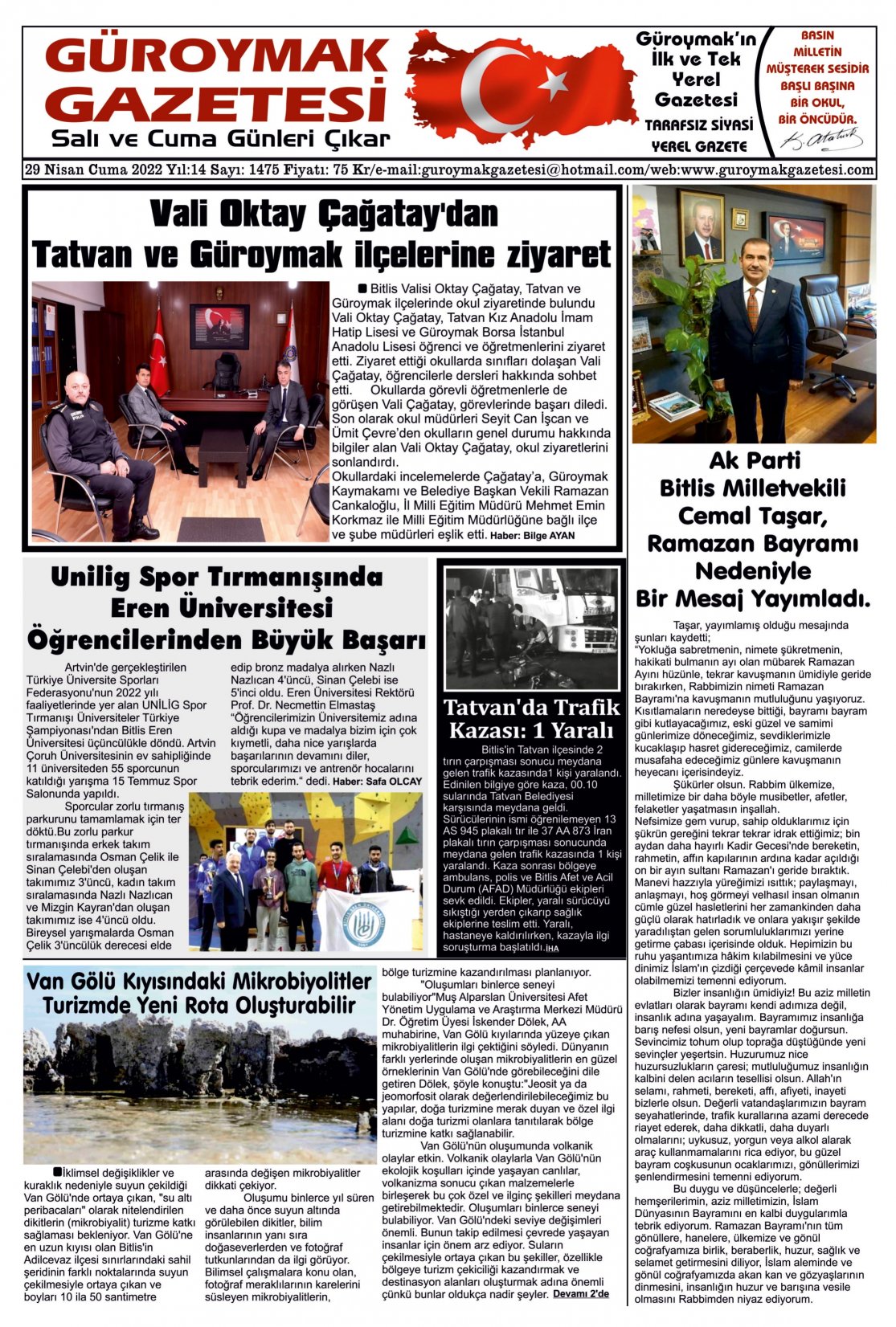 Güroymak Gazetesi 1.jpg Sayılı Gazete Küpürü