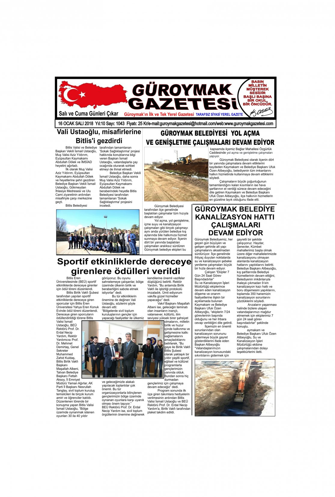 Güroymak Gazetesi 1-1.jpg Sayılı Gazete Küpürü