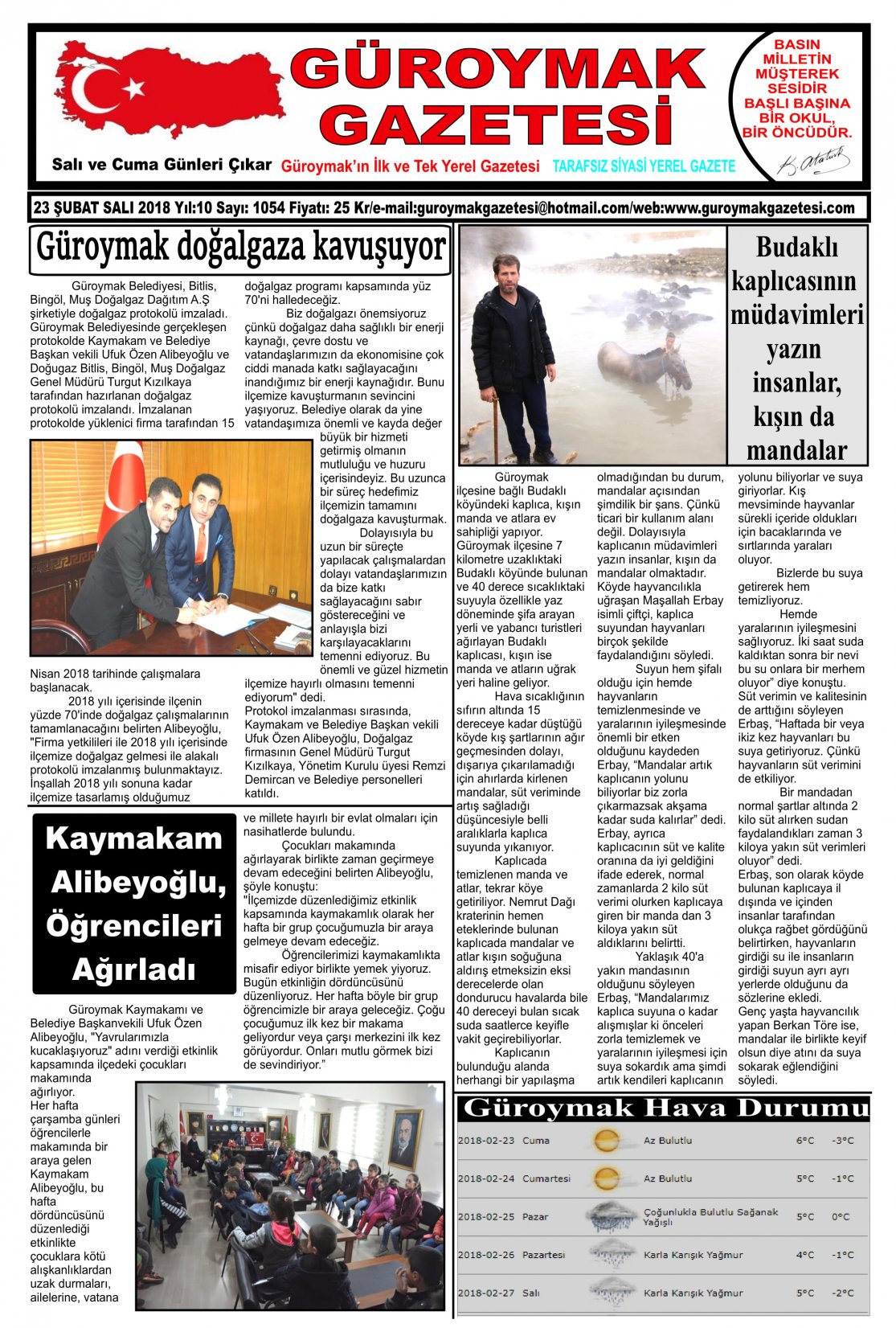 Güroymak Gazetesi 1.jpg Sayılı Gazete Küpürü