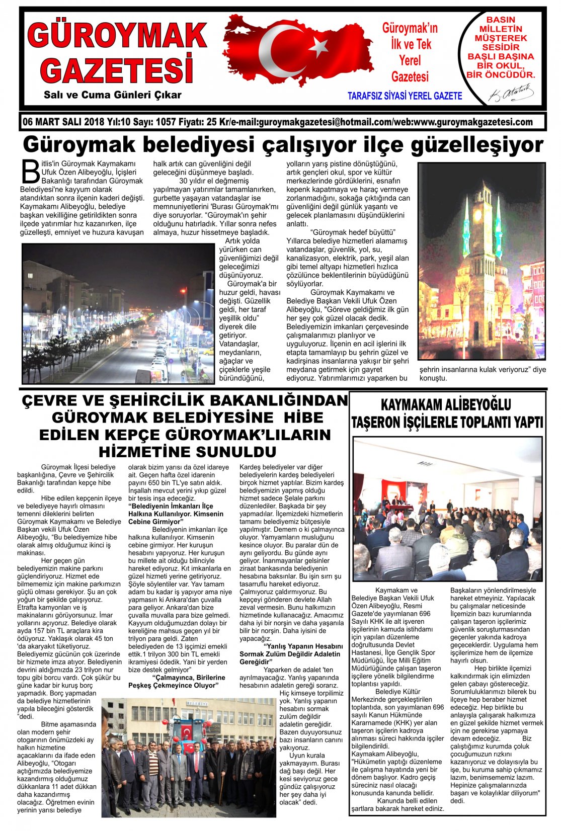 Güroymak Gazetesi 1.jpg Sayılı Gazete Küpürü