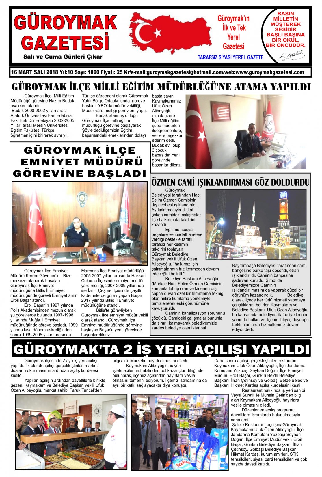 Güroymak Gazetesi 1-1.jpg Sayılı Gazete Küpürü