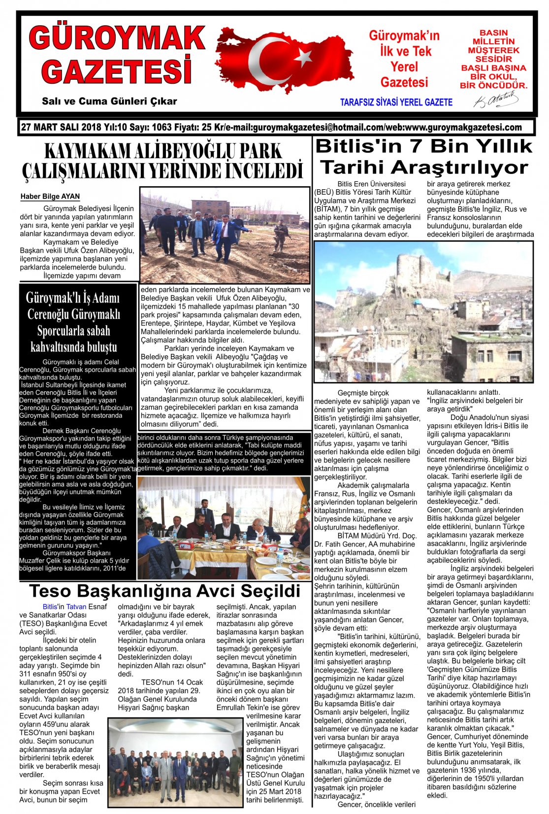 Güroymak Gazetesi 1-01.jpg Sayılı Gazete Küpürü