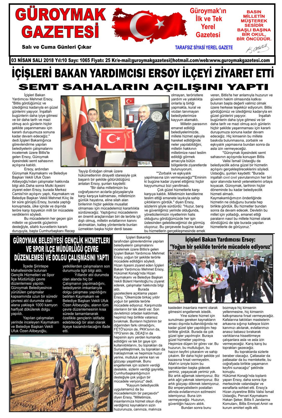 Güroymak Gazetesi 1-01.jpg Sayılı Gazete Küpürü