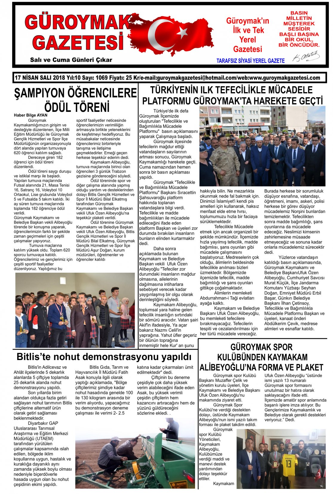 Güroymak Gazetesi 1-01.jpg Sayılı Gazete Küpürü