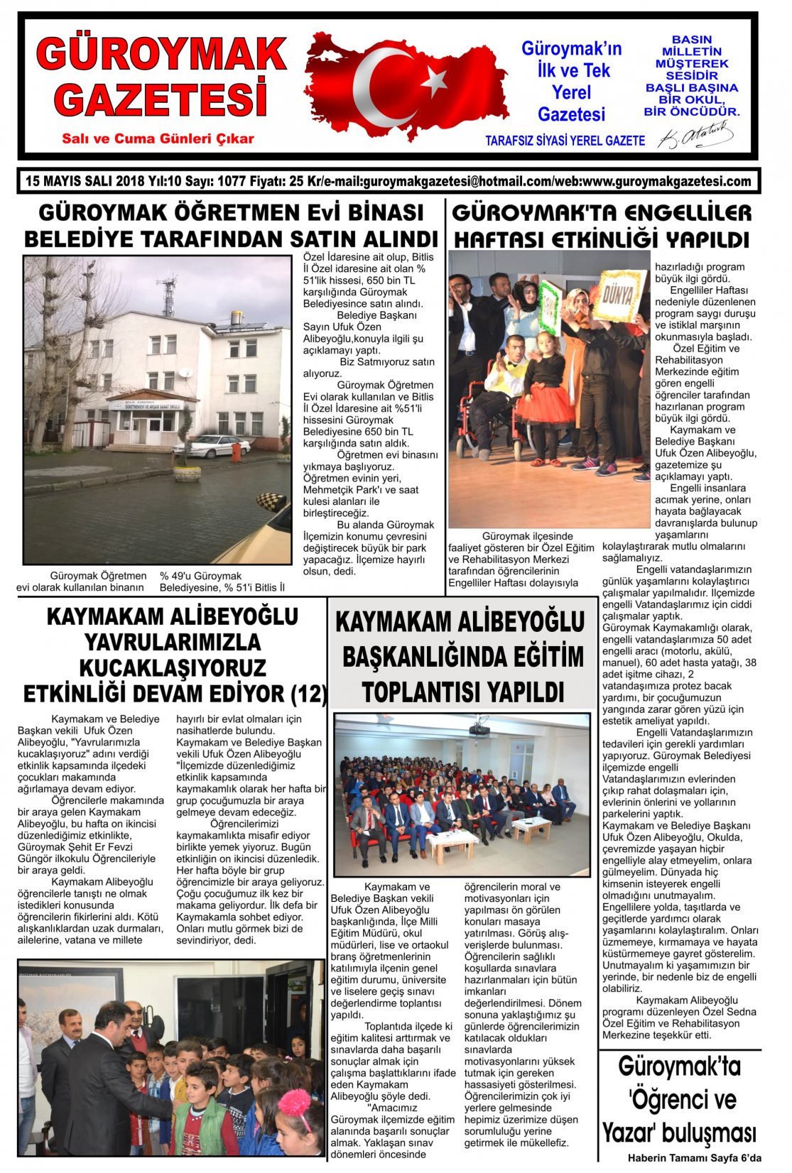 Güroymak Gazetesi 1-1.jpg Sayılı Gazete Küpürü