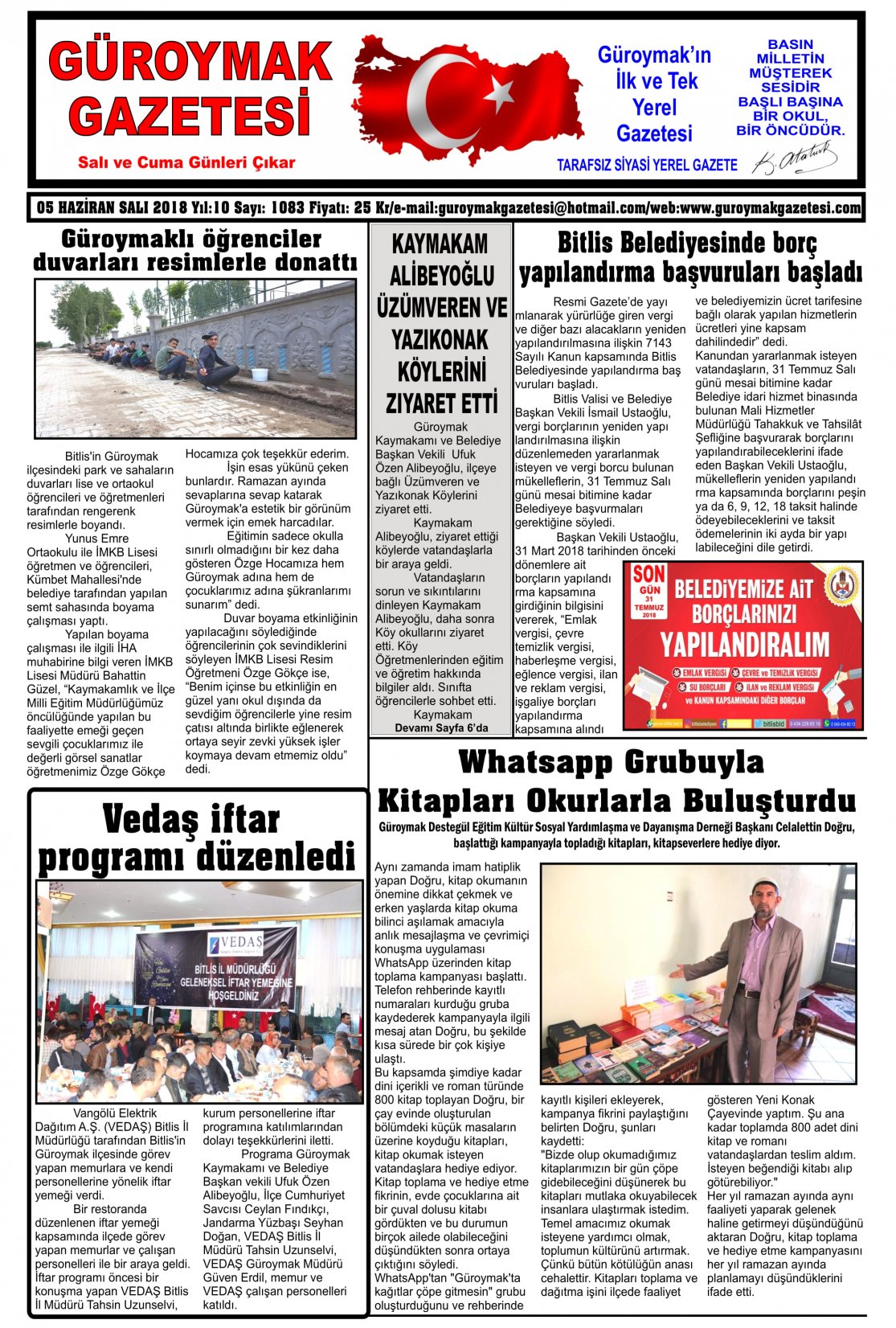 Güroymak Gazetesi 1-1.jpg Sayılı Gazete Küpürü
