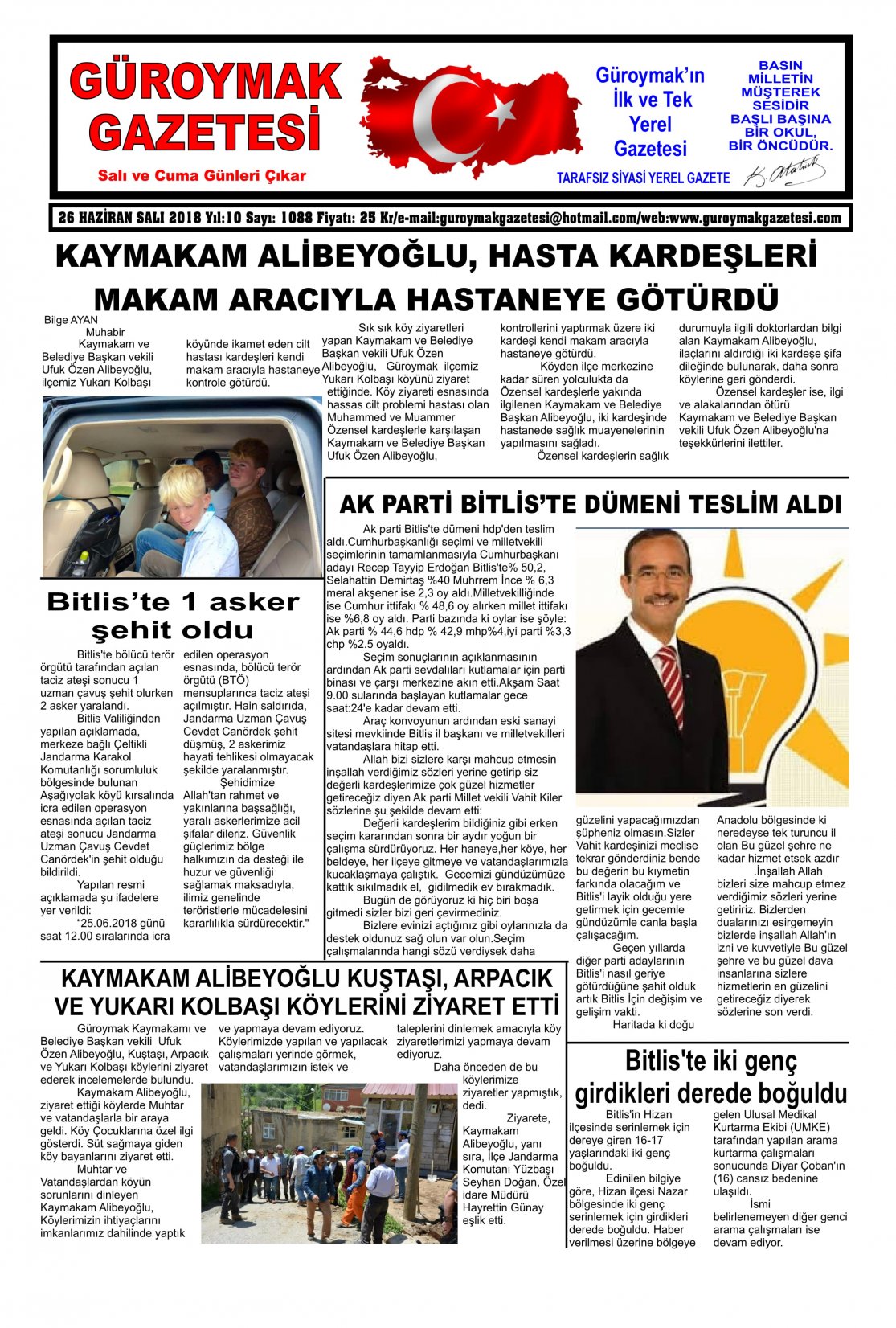 Güroymak Gazetesi 1-1.jpg Sayılı Gazete Küpürü