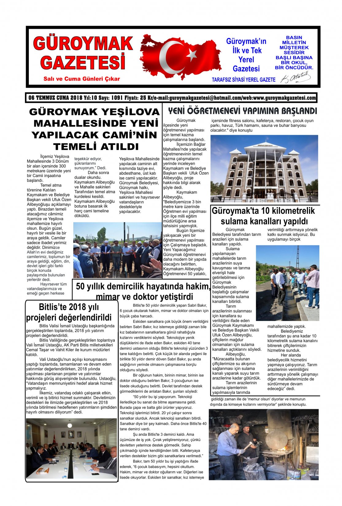 Güroymak Gazetesi 1-1.jpg Sayılı Gazete Küpürü