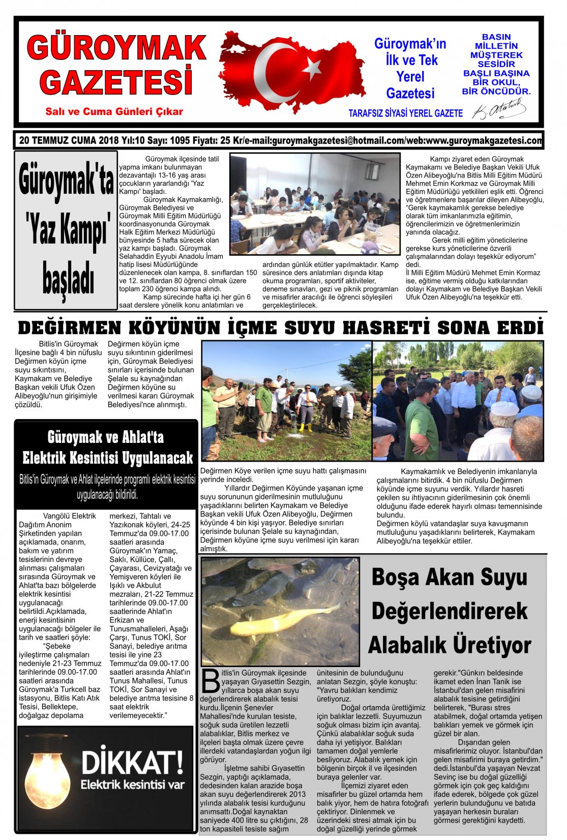 Güroymak Gazetesi 1-1.jpg Sayılı Gazete Küpürü