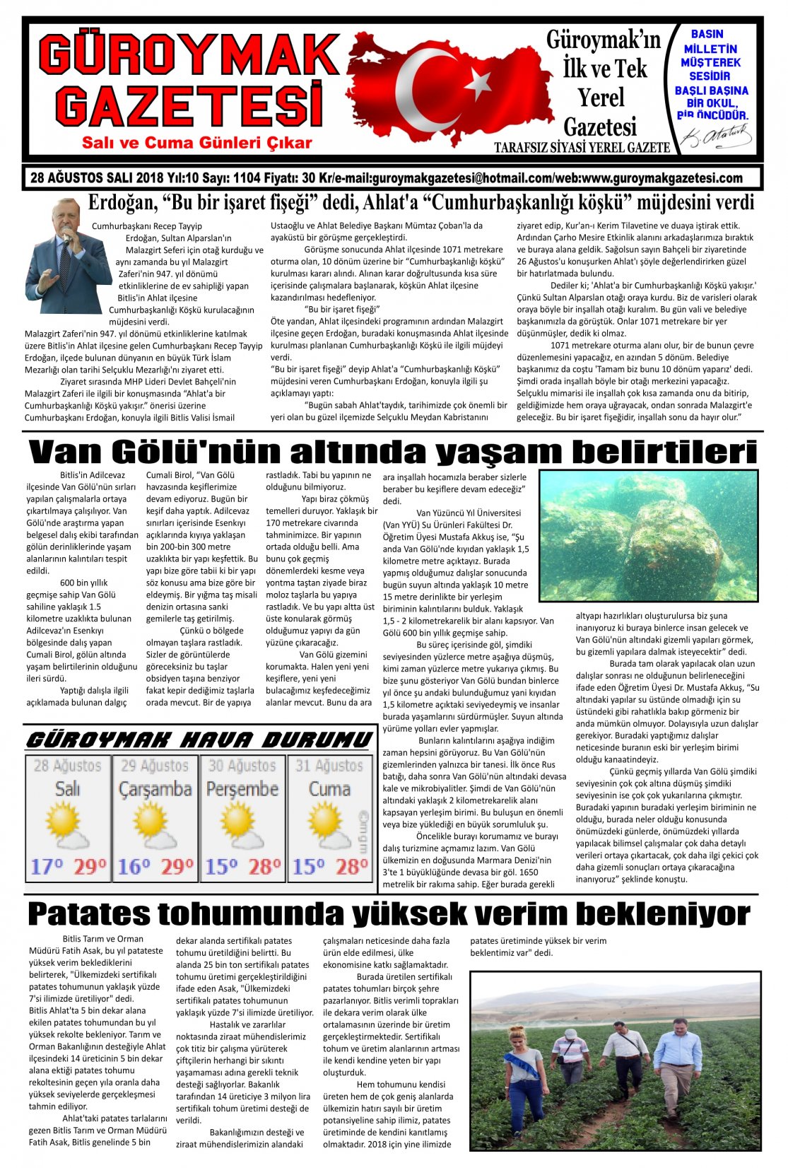 Güroymak Gazetesi 1-01.jpg Sayılı Gazete Küpürü