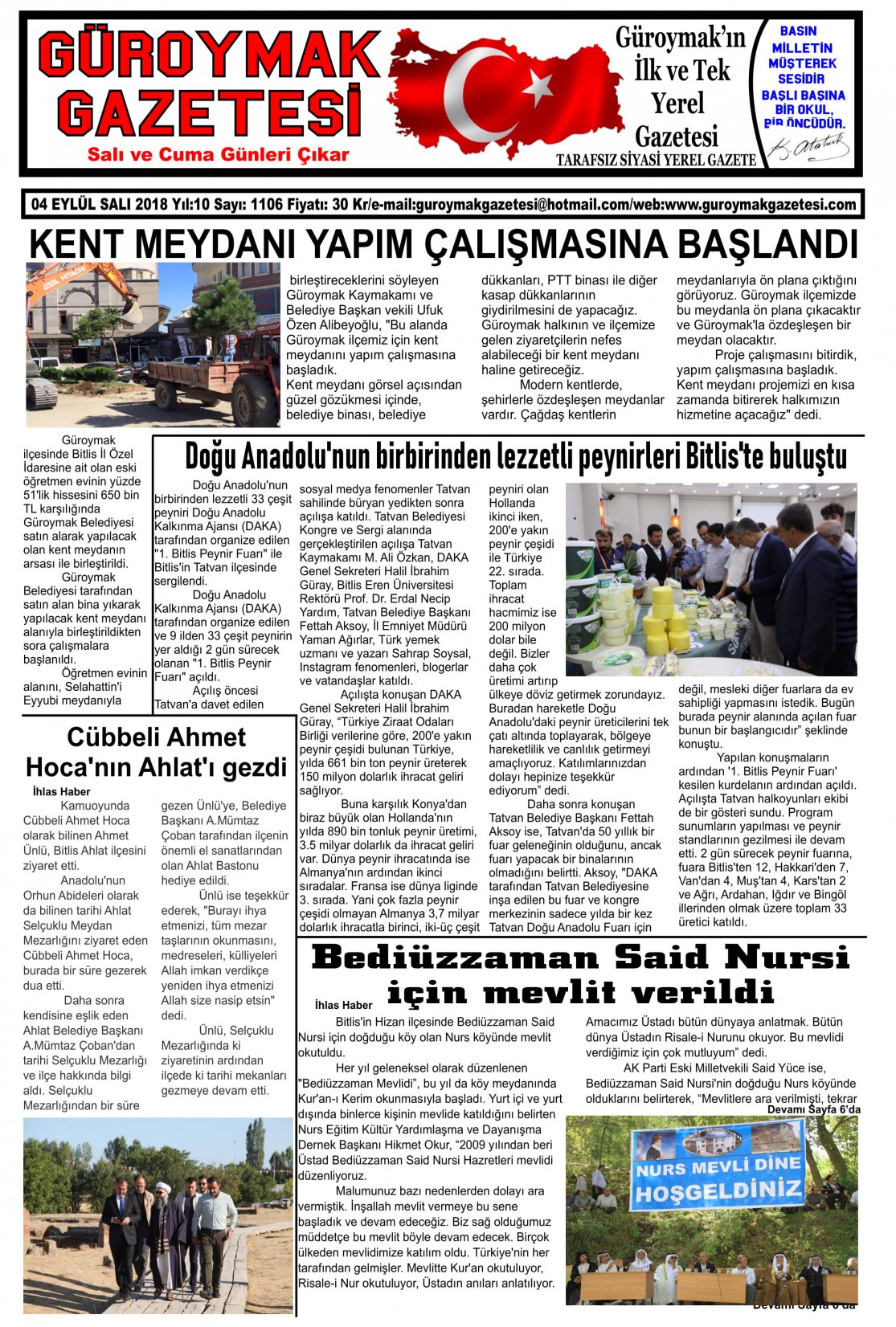 Güroymak Gazetesi 1-01.jpg Sayılı Gazete Küpürü