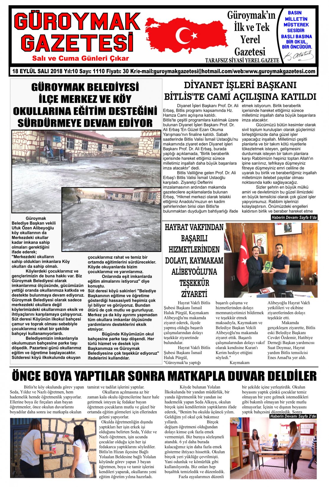 Güroymak Gazetesi 1-1.jpg Sayılı Gazete Küpürü