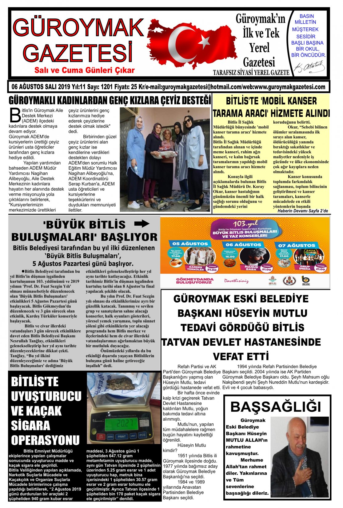 Güroymak Gazetesi  Sayılı Gazete Küpürü