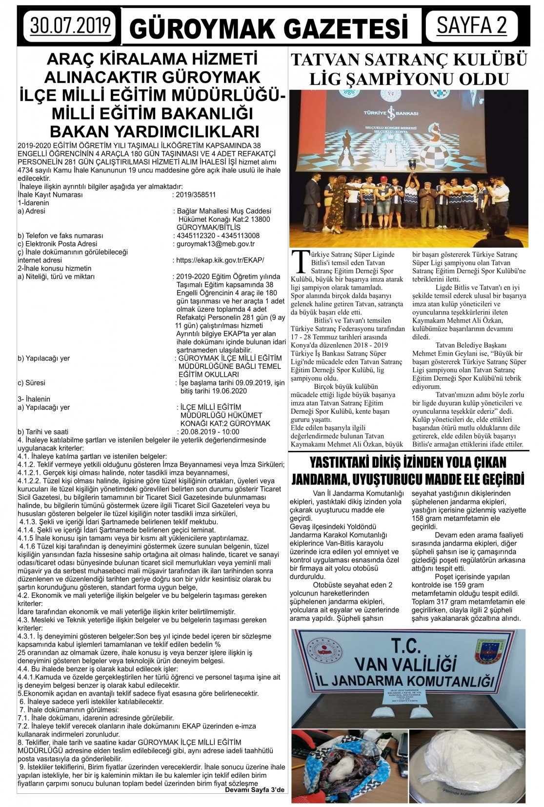 Güroymak Gazetesi 2-1.jpg Sayılı Gazete Küpürü