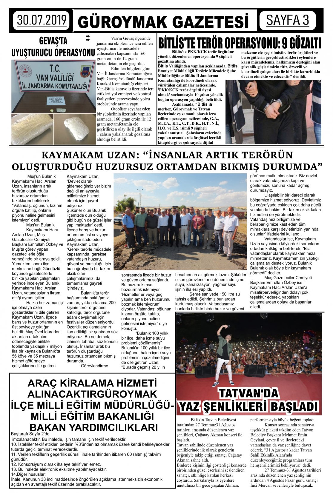 Güroymak Gazetesi 3-1.jpg Sayılı Gazete Küpürü