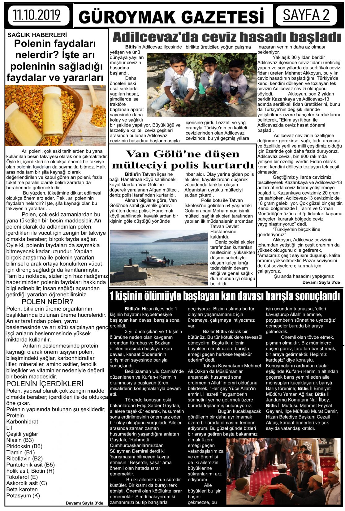 Güroymak Gazetesi  Sayılı Gazete Küpürü