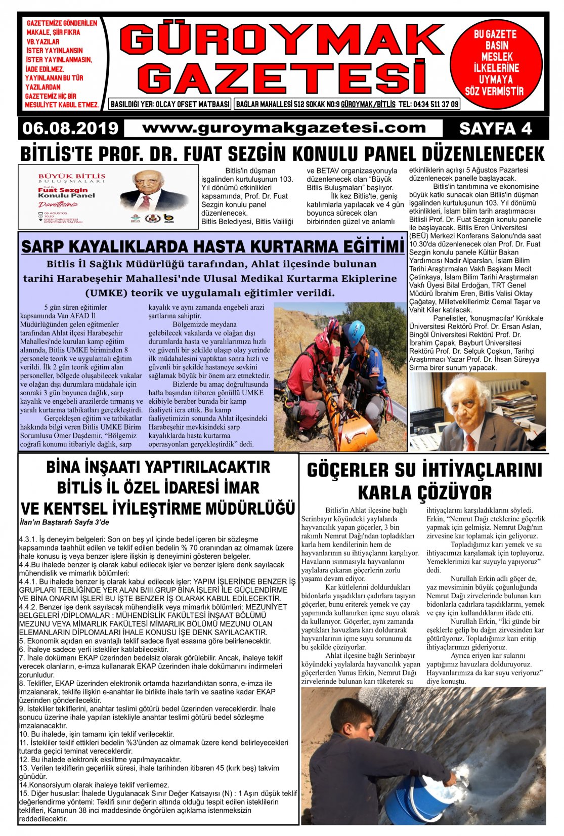 Güroymak Gazetesi 4-1.jpg Sayılı Gazete Küpürü