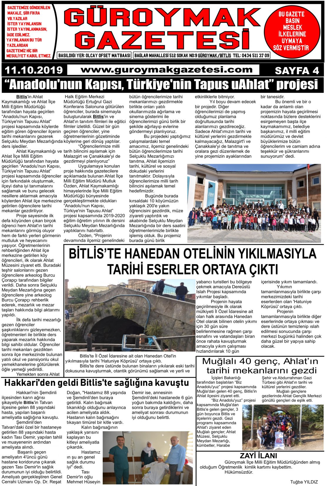 Güroymak Gazetesi 4-1.jpg Sayılı Gazete Küpürü