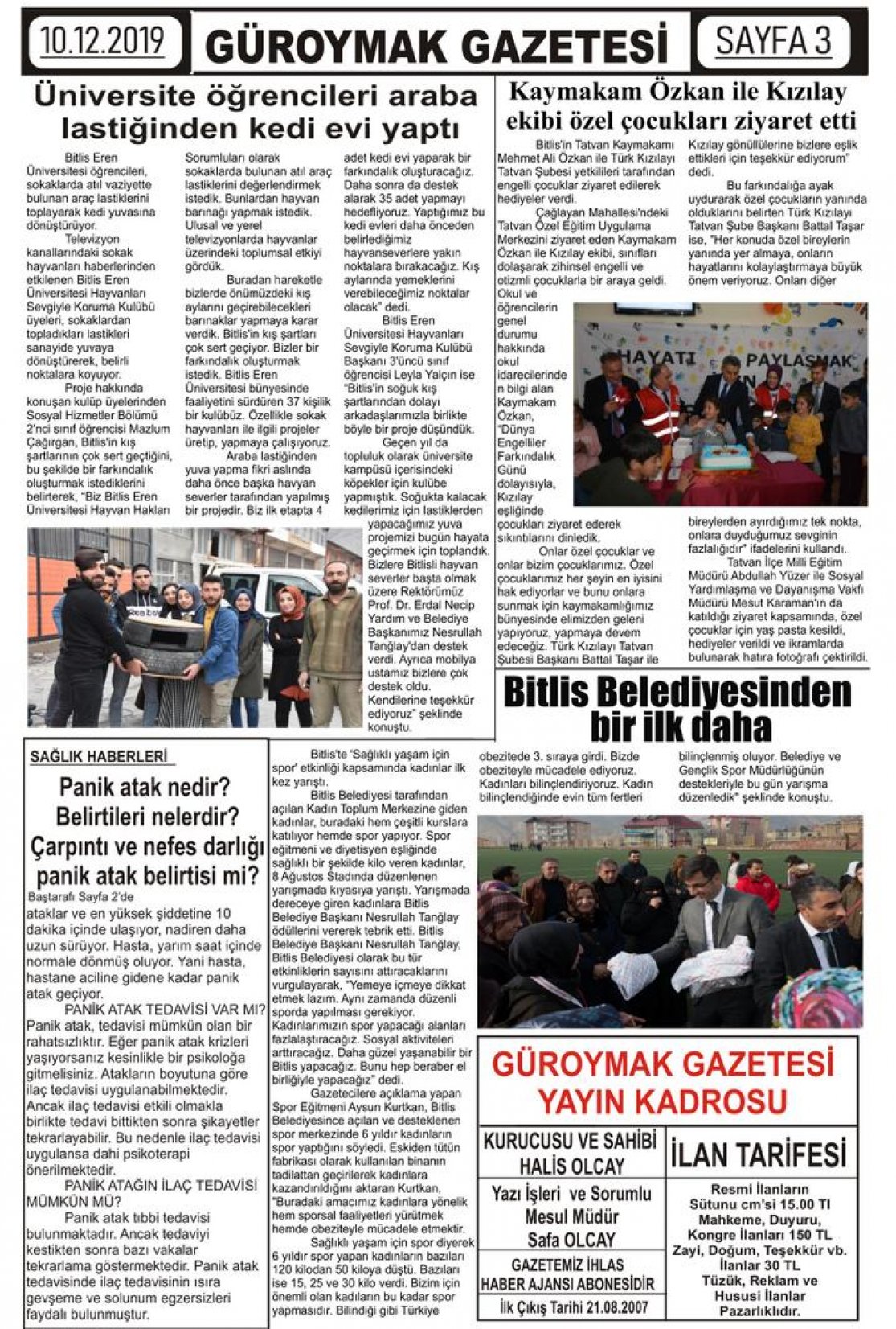 Güroymak Gazetesi 3.jpg Sayılı Gazete Küpürü