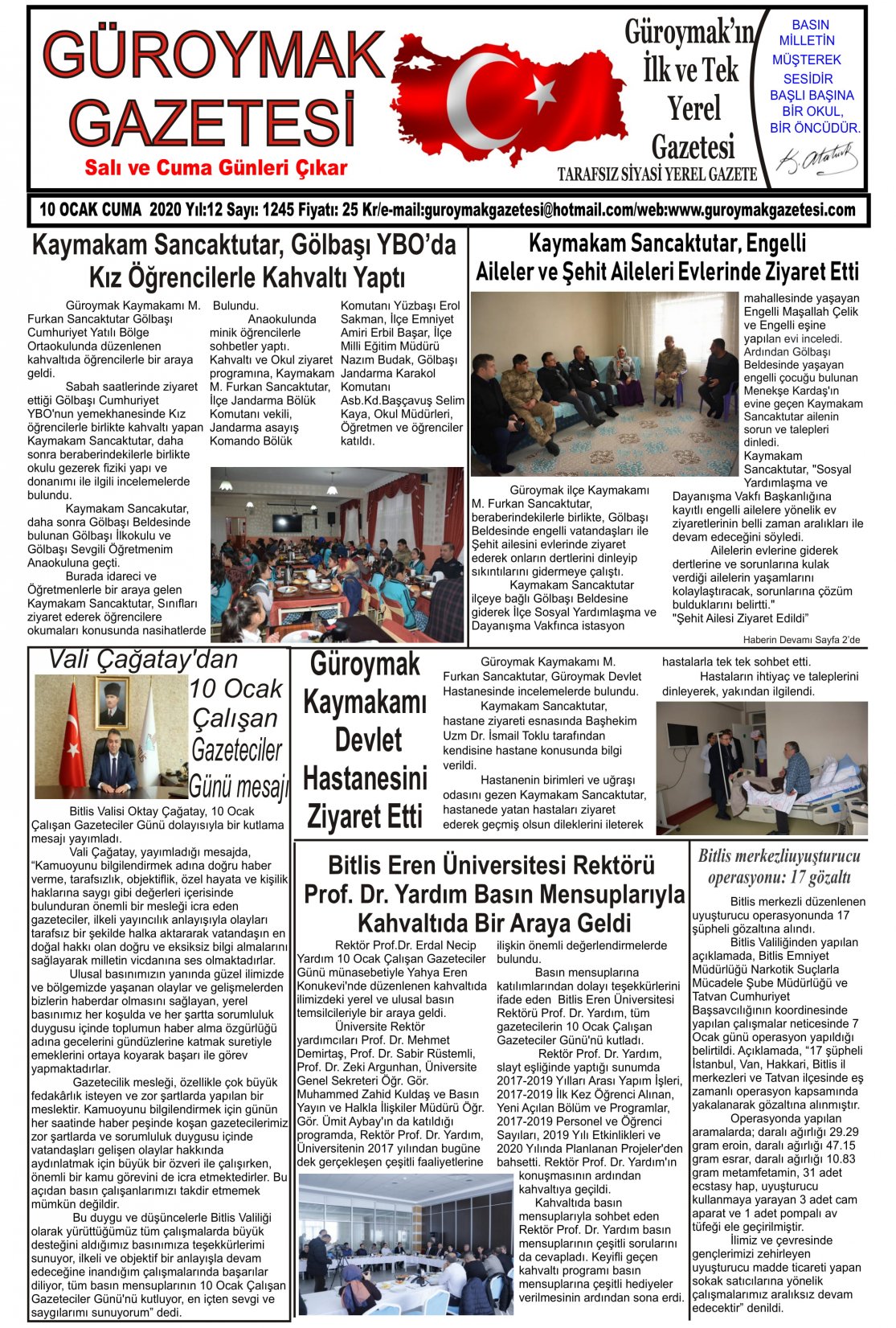 Güroymak Gazetesi 1-1.jpg Sayılı Gazete Küpürü