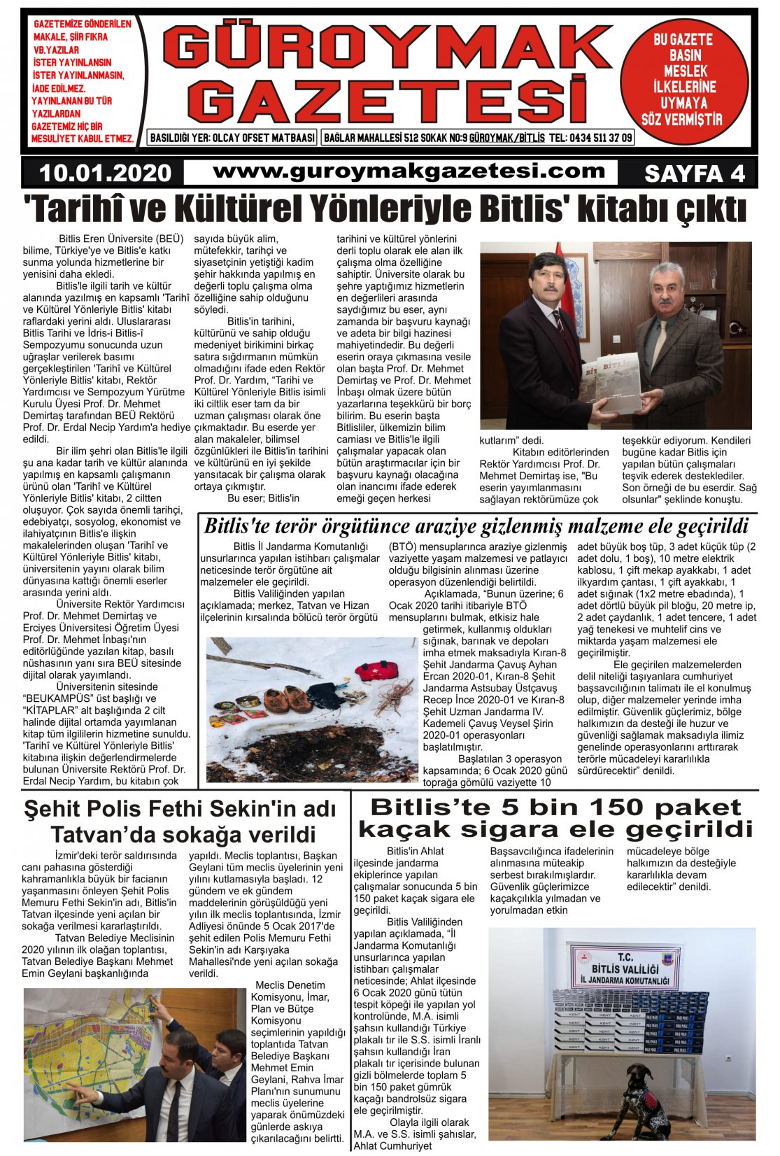 Güroymak Gazetesi 4-1.jpg Sayılı Gazete Küpürü