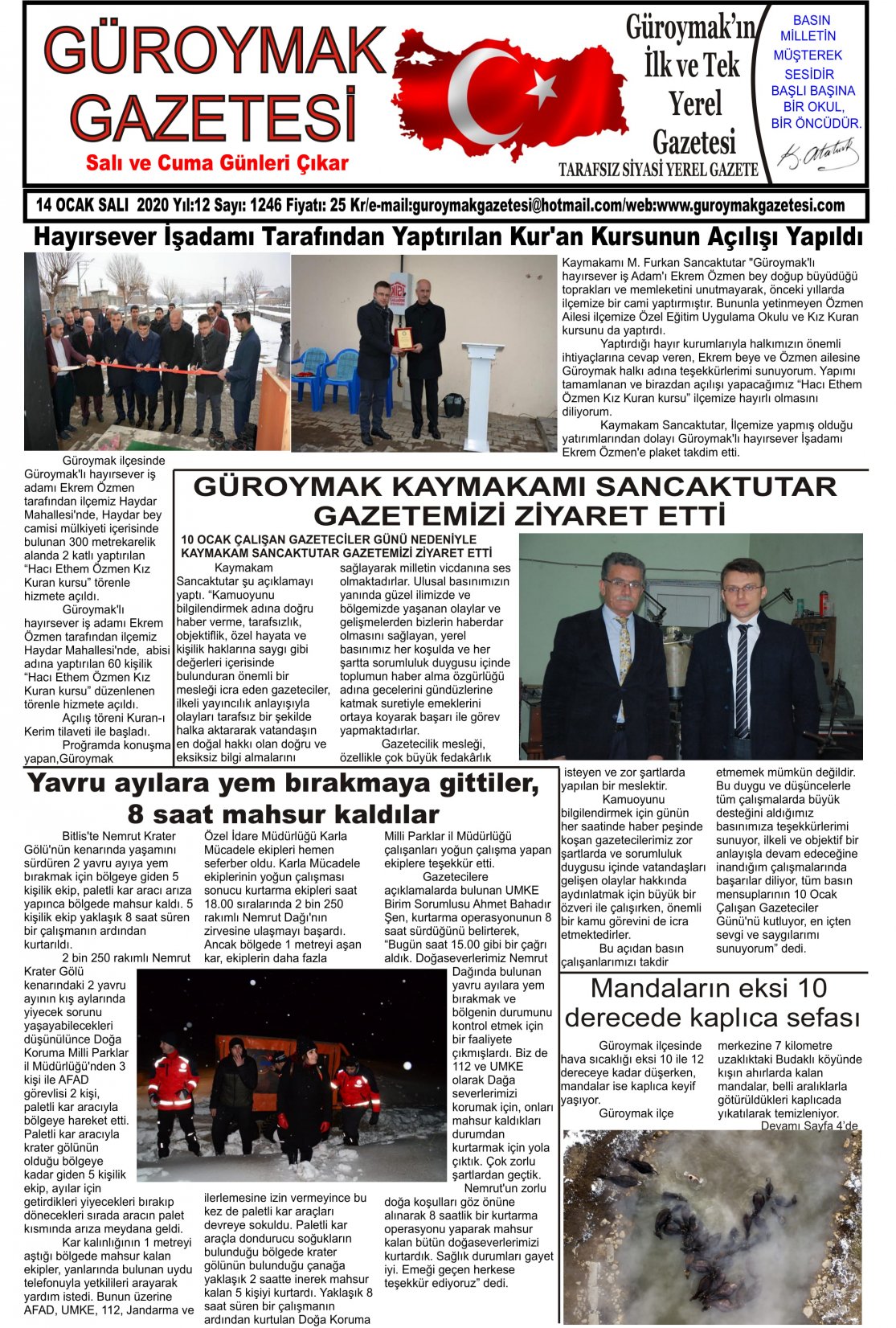 Güroymak Gazetesi 1-1.jpg Sayılı Gazete Küpürü