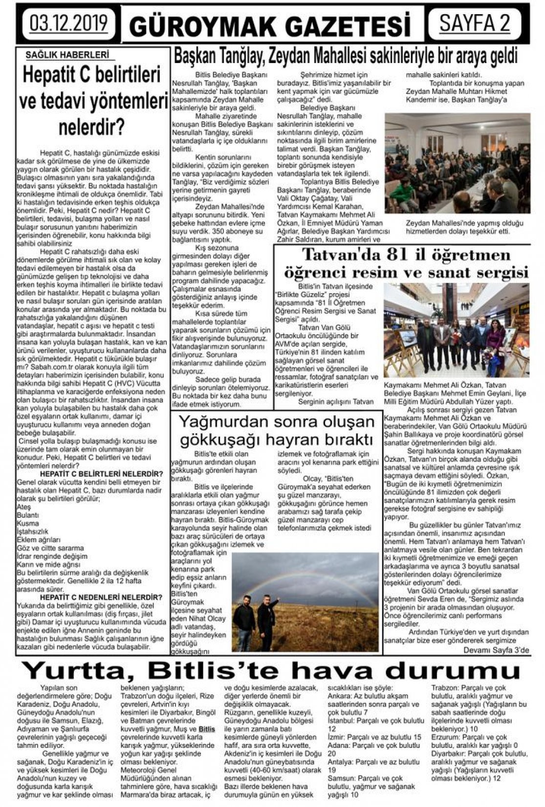 Güroymak Gazetesi  Sayılı Gazete Küpürü