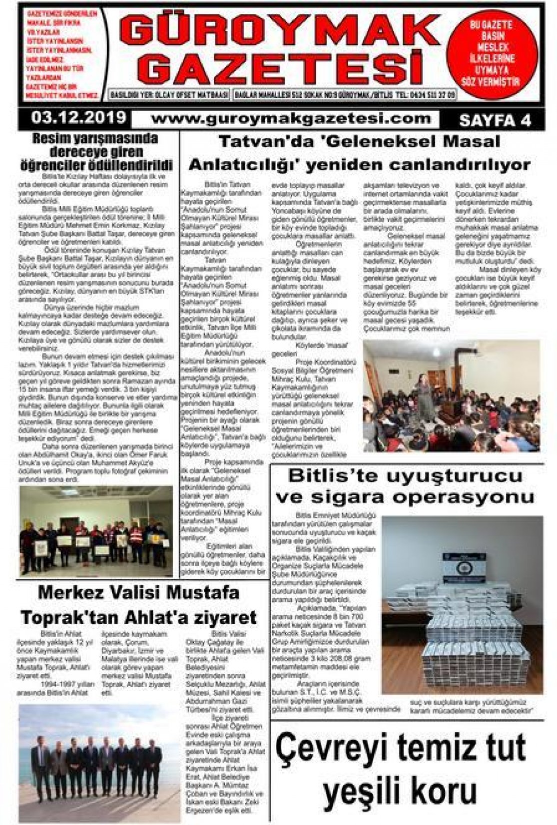 Güroymak Gazetesi  Sayılı Gazete Küpürü