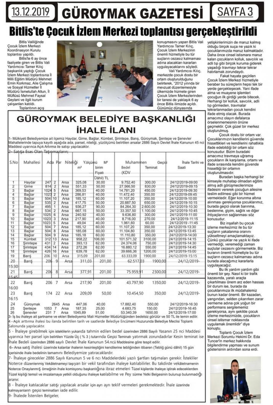 Güroymak Gazetesi  Sayılı Gazete Küpürü