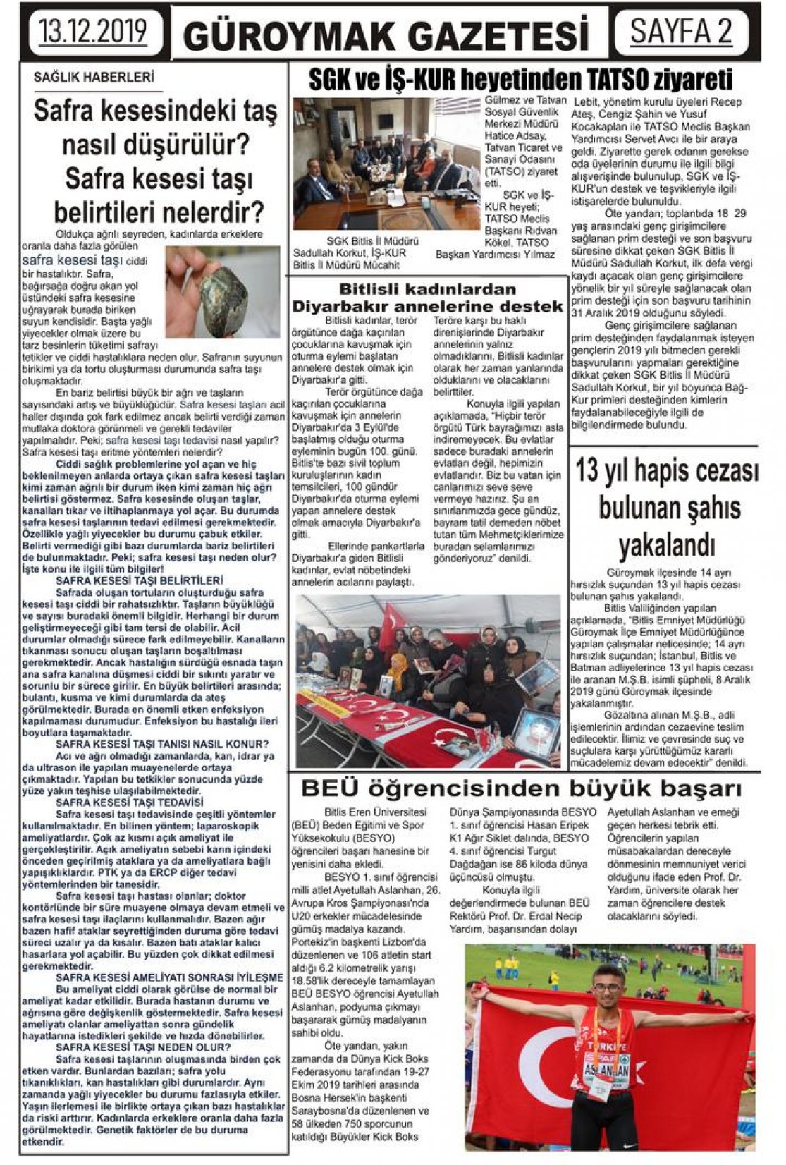 Güroymak Gazetesi  Sayılı Gazete Küpürü