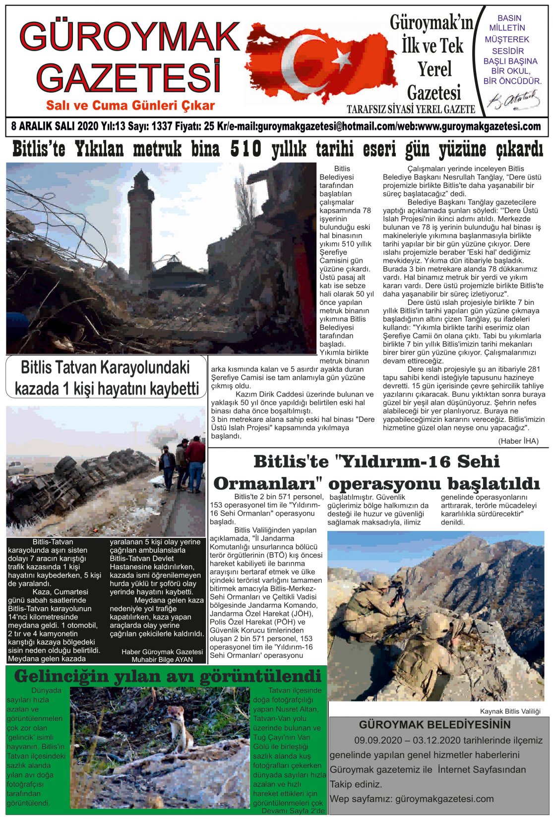 Güroymak Gazetesi 1.sayfa.jpg Sayılı Gazete Küpürü