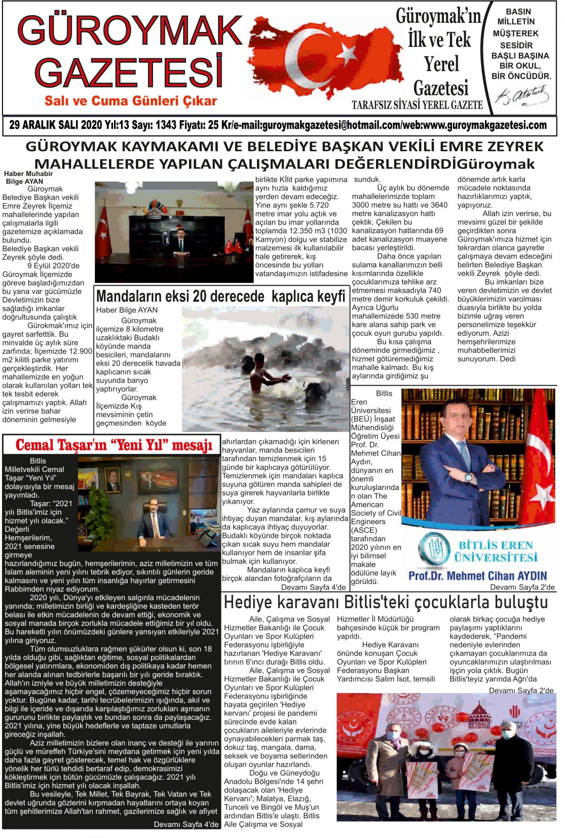 Güroymak Gazetesi 1.jpg Sayılı Gazete Küpürü