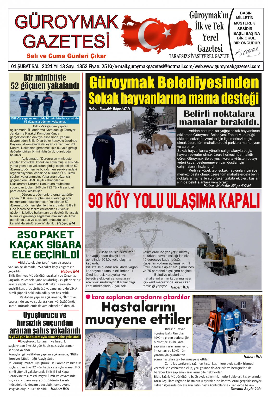 Güroymak Gazetesi 1-1.jpg Sayılı Gazete Küpürü