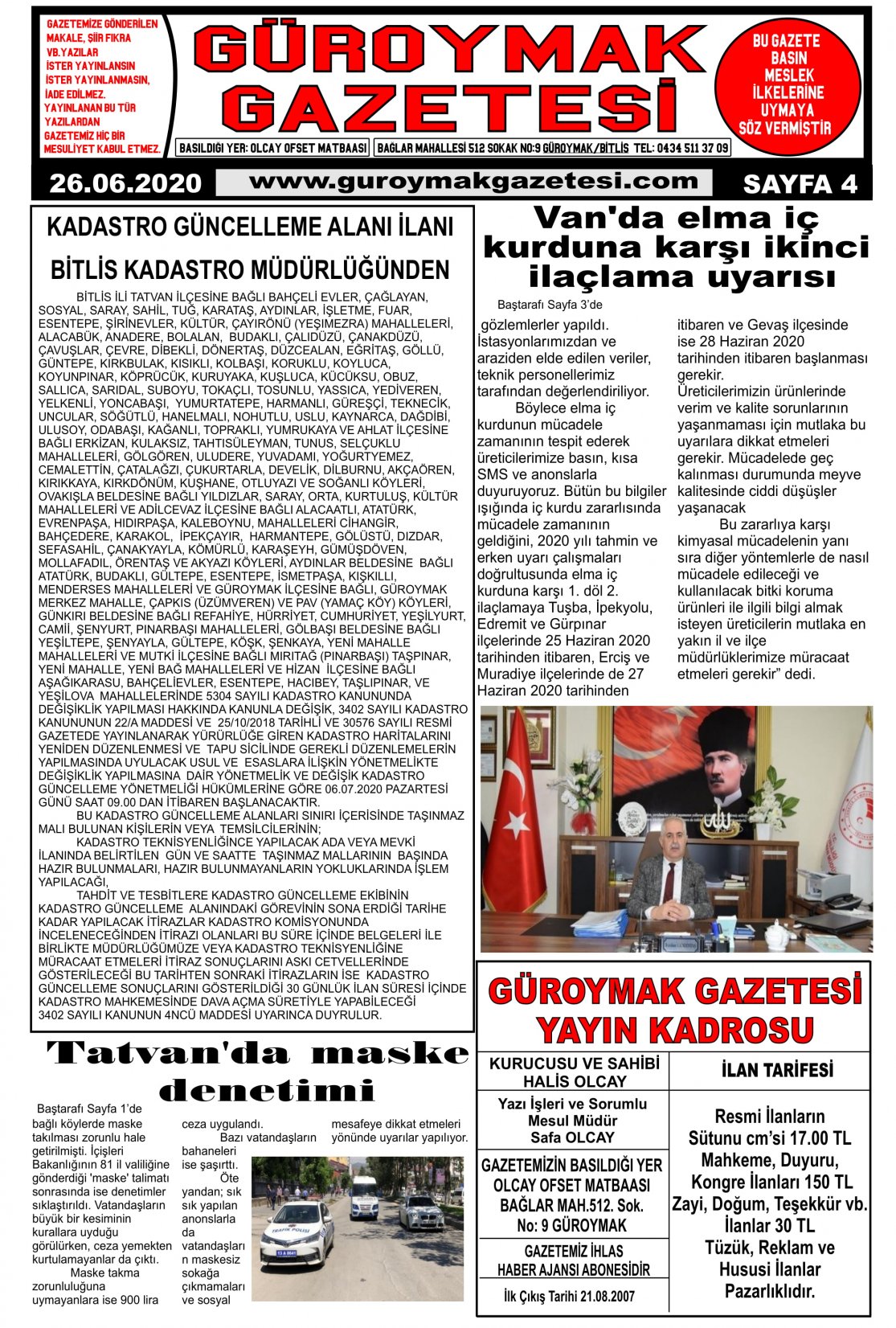 Güroymak Gazetesi  Sayılı Gazete Küpürü