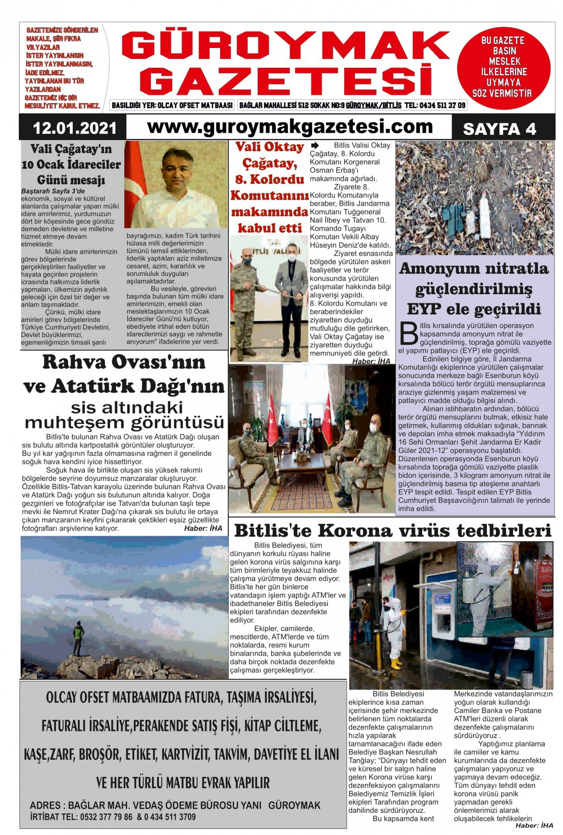 Güroymak Gazetesi  Sayılı Gazete Küpürü