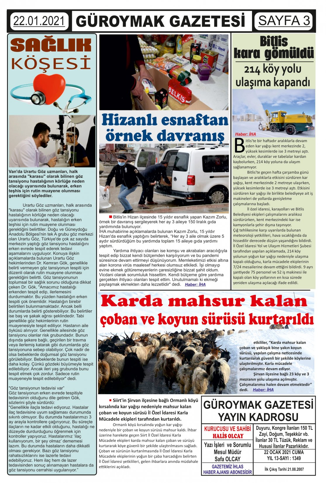 Güroymak Gazetesi  Sayılı Gazete Küpürü