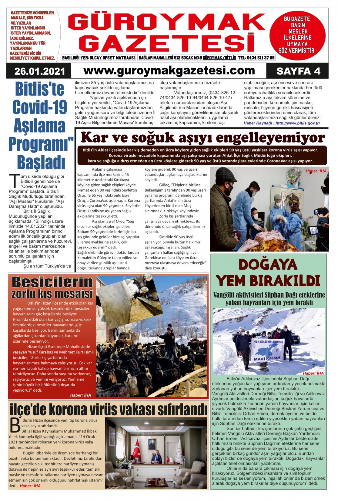 Güroymak Gazetesi  Sayılı Gazete Küpürü