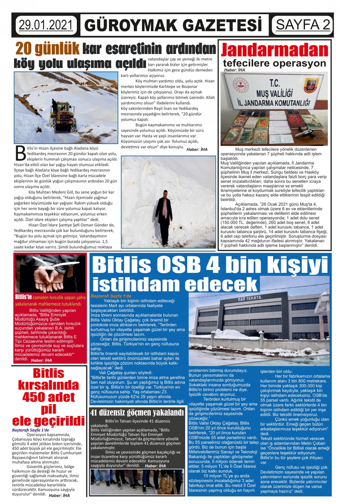 Güroymak Gazetesi  Sayılı Gazete Küpürü