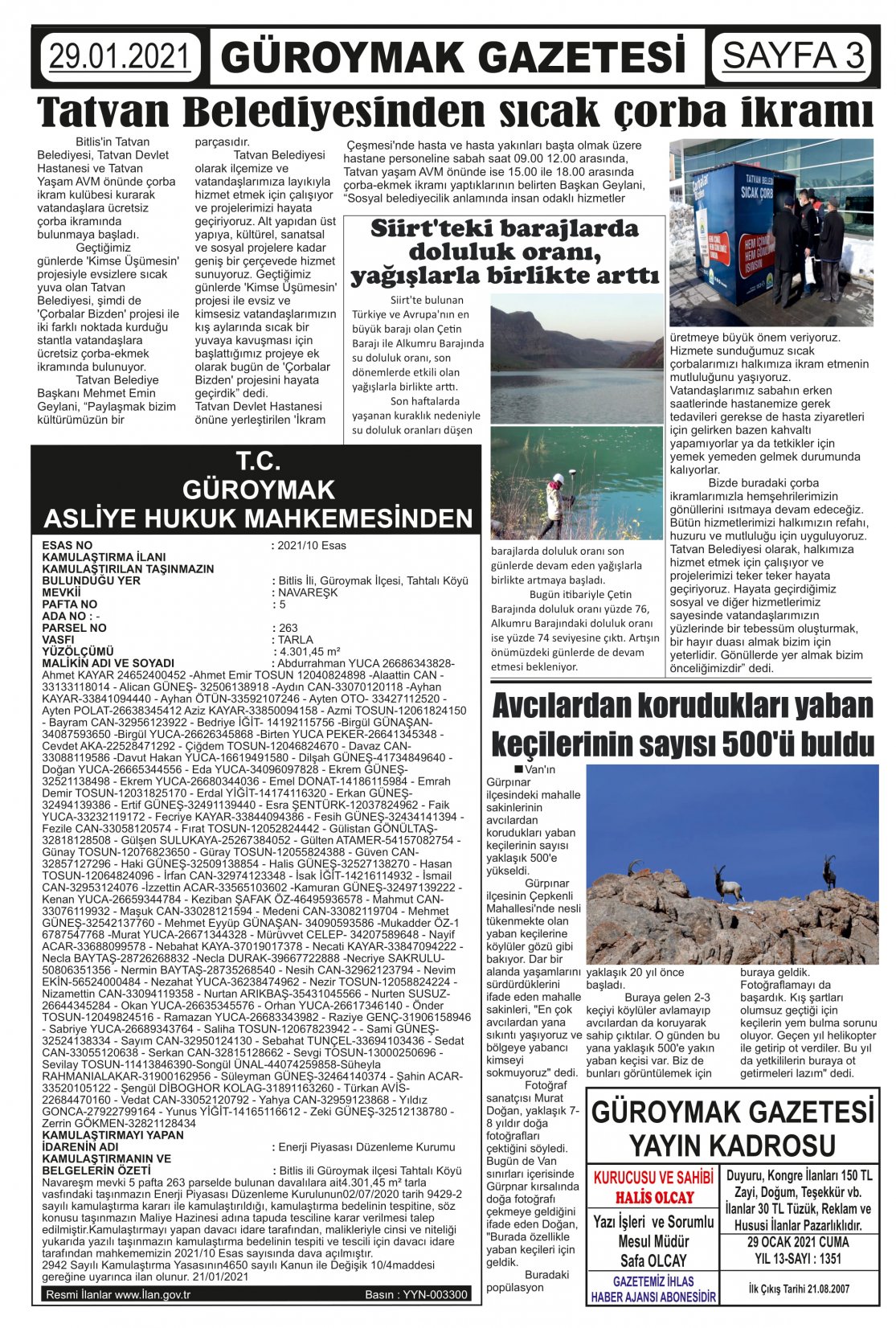 Güroymak Gazetesi  Sayılı Gazete Küpürü