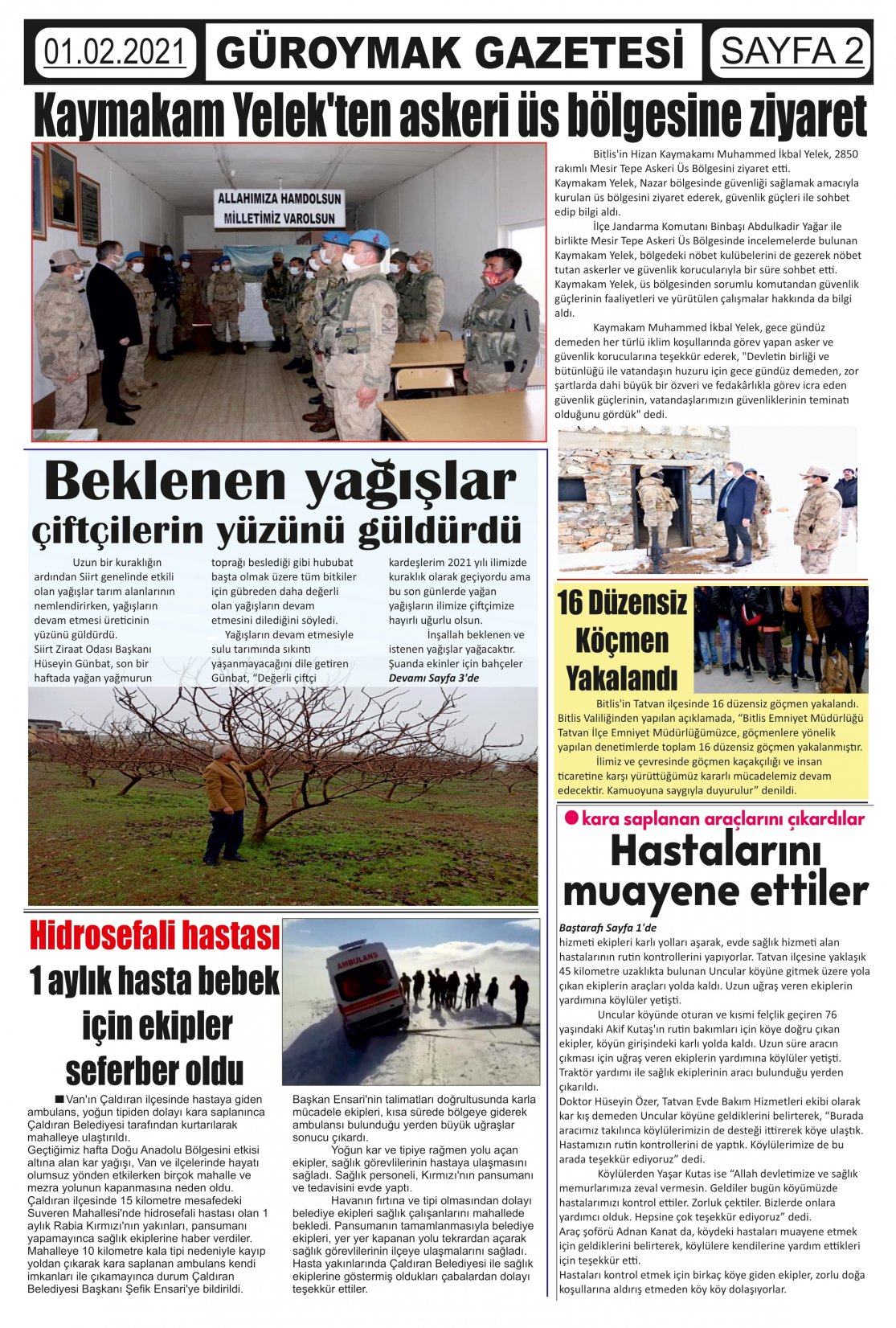 Güroymak Gazetesi  Sayılı Gazete Küpürü