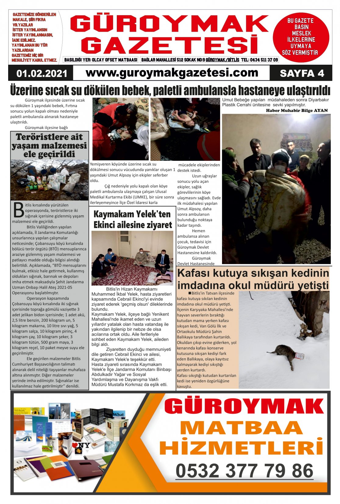 Güroymak Gazetesi  Sayılı Gazete Küpürü