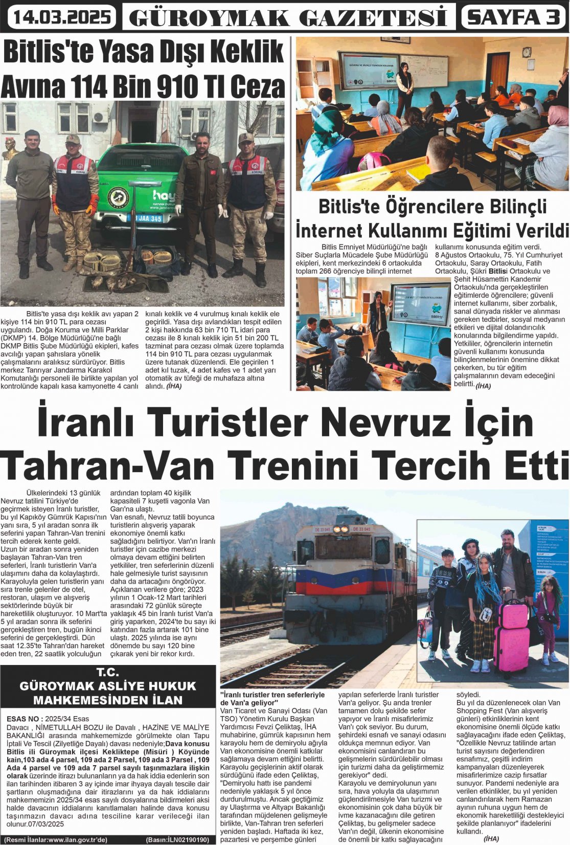 Güroymak Gazetesi 3.jpg Sayılı Gazete Küpürü