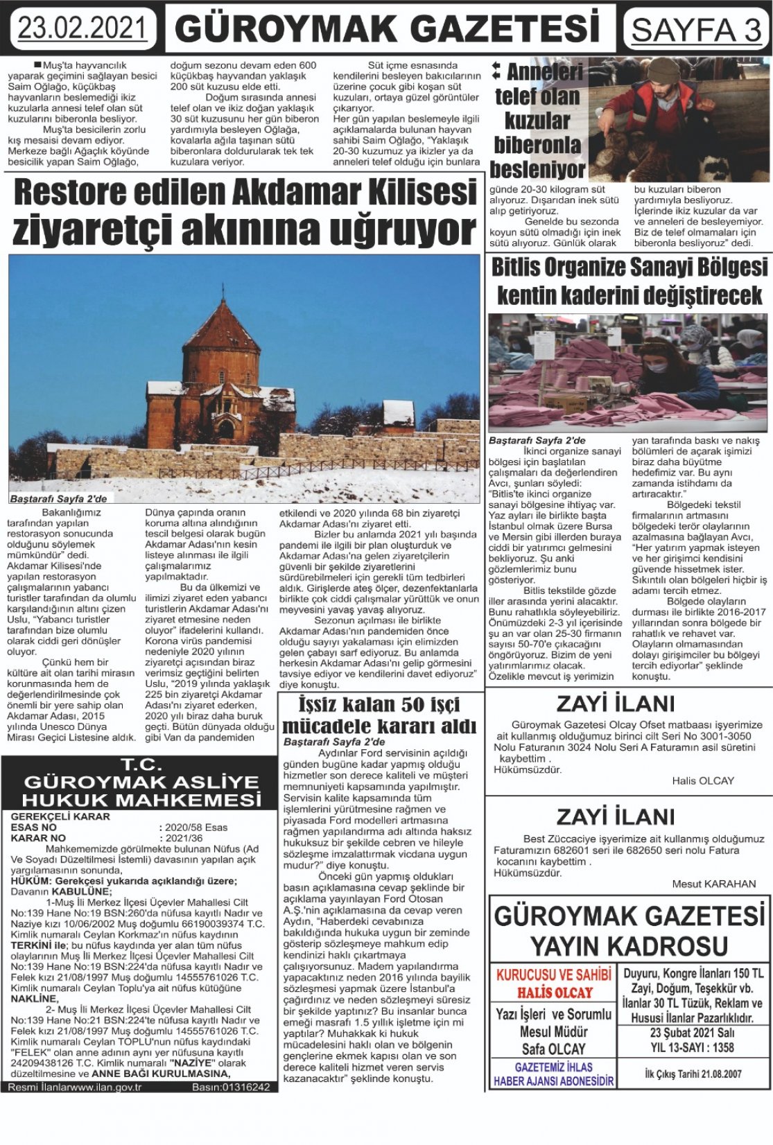 Güroymak Gazetesi  Sayılı Gazete Küpürü