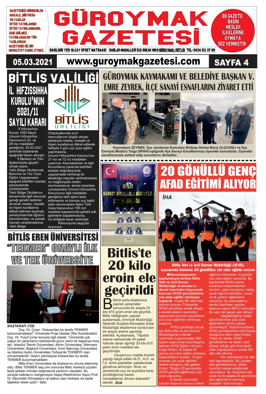 Güroymak Gazetesi  Sayılı Gazete Küpürü